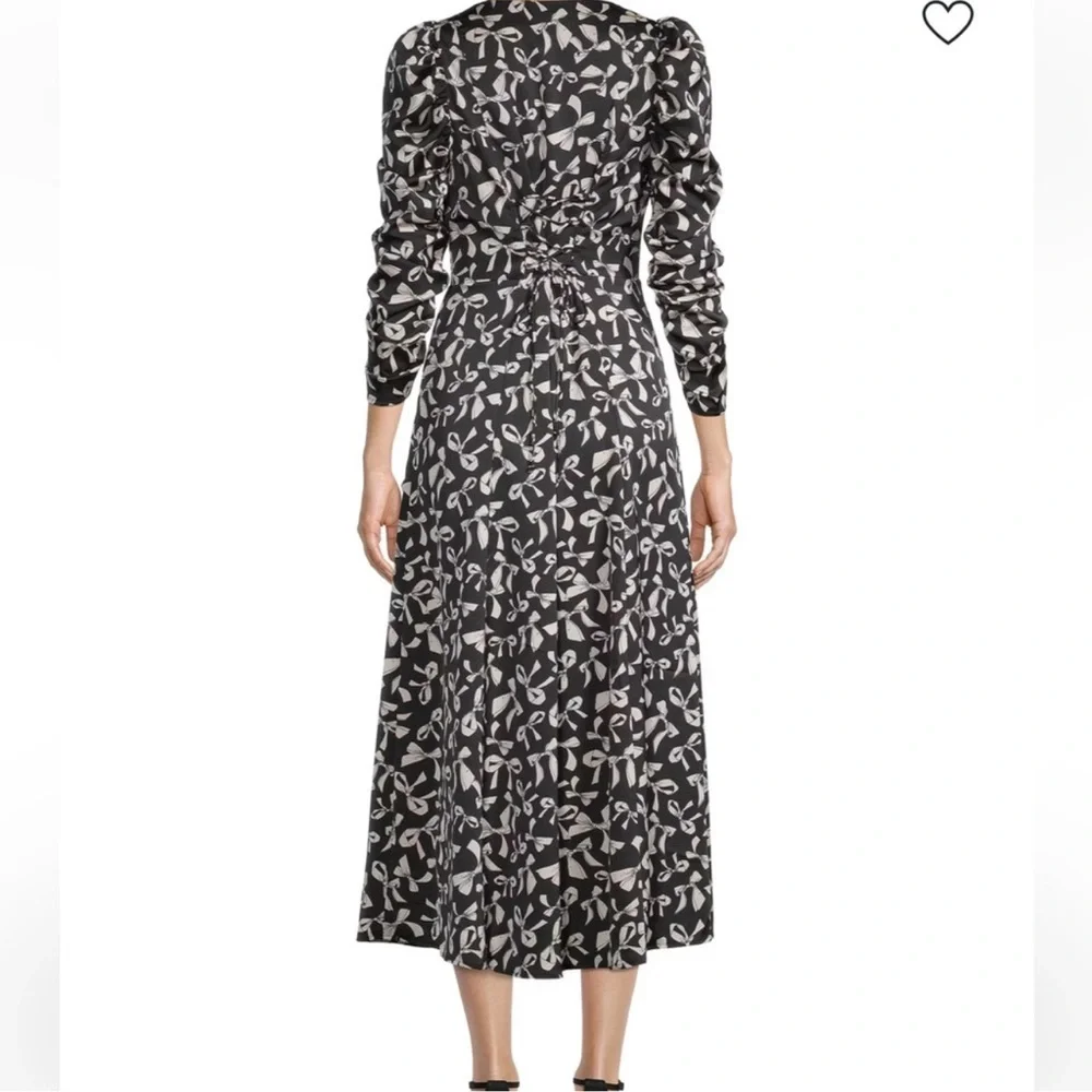 For love and lemons bow print midi dress long sleeve button front dress small - Picture 2 of 6